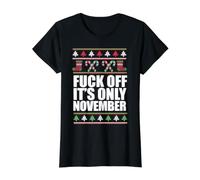 Fuck Off Only November Lustiger hässlicher Weihnachtspullover Meme Preisgünstiges Grafik-T-Shirt, Damen, Schwarz, XL