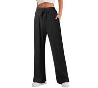 Fucouture Damen-Hose mit weitem Bein, hohe Taille, Verstellbarer Knoten, lockere Freizeithose, Business-Arbeits-Freizeithose Afrikanische Kleidung Damen Hose (Black, XL)
