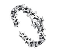 Fünfzackiger Sternring in Silber, Offener Mädchenring aus Weißkupfer | 1 Stück, Zarter Schmuck für Kinder, Alltagstauglich und Requisite für Fotos