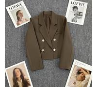 für blazer Damen Lang Business Casual Polyester Stoff für blazer | Hochwertiges Polyester-Gewebe, mittlere Elastizität, angenehmer Tragekomfort den ganzen Tag(Brown XL)