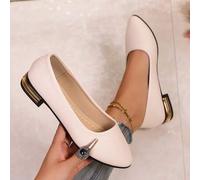 (Für breite/dicke Füße bitte eine Größe größer bestellen) Damen Flache Slip-On Schuhe, weiches Leder, geeignet für Kleider, bequeme flache Spitzschuh