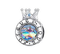 Für immer Liebe Krone Charms mit Meerjungfrau Skala Charms Sterling Silber Perlen passen Pandora Charms Armband Schmuck Geschenke für Frauen Damen