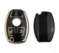 Für Mercedes Benz Schlüsselhülle für TPU-Autoschlüssel, schwarz, Fernbedienungsgehäuse, kompatibel mit A B C E S G Klasse W176 W205 W213 W222 für Smart Key Skin Anti-Kratzschutz