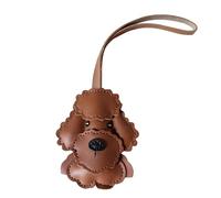 Fuerxy Hund Tasche Charm, Mode Teddy Hund Kopf Charm für Geldbörse Handtaschen Tasche Zubehör PU Schlüsselanhänger (Braun)