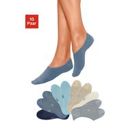 Füßlinge H.I.S "Damen und Herren Socken im Schuh nicht sichtbar", Damen, Gr. 43-46, blau (2x jeans, 1x ecru, 2x beige, 2x hellblau, 2x marine, 1x dunkelblau), Baumwolle, Elasthan, Polyamid, meliert, e