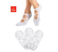 Füßlinge LASCANA ACTIVE, Damen, Gr. 39-42, weiß (3x weiß), Baumwollmischung, unifarben, elastisch, Socken, mit elegant überkreuzten Laschen (62974110-39) 3x weiß
