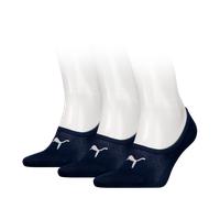 Füßlinge PUMA "PUMA UNISEX FOOTIE 3P", Damen, Gr. 43-46, blau (navy), Baumwollmischung, elastisch, Socken Füßlinge, NoShow Socks, atmungsaktiv, elastisches Bündchen (48922136-43)