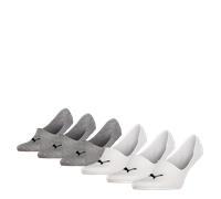 PUMA Unisex Füßlinge, 6er Pack - Footie, ECOM, einfarbig, Logo Weiß/Grau 43-46