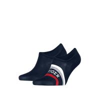 Füßlinge TOMMY HILFIGER "TH MEN FOOTIE 2P HILFIGER TAB", Herren, Gr. 39-42, Sockengröße, blau (navy), Baumwolle, Elasthan, Polyamid, gestreift, unifarben mit Farbeinsatz, Socken, mit Anti-Rutsch Techn