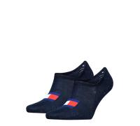 Füßlinge TOMMY HILFIGER "TH UNI TJ FOOTIE 2P FLAG", Herren, Gr. 35-38, blau (schwarz navy), Baumwollmischung, Socken, Mit großem Flag-Label vorn (87347645-35) schwarz navy