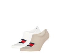 Füßlinge TOMMY HILFIGER "TH UNI TJ FOOTIE 2P FLAG", Herren, Gr. 39-42, beige (sand), Baumwollmischung, Socken, Mit großem Flag-Label vorn (23941808-39) sand