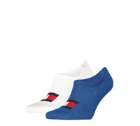 Füßlinge TOMMY HILFIGER "TH UNI TJ FOOTIE 2P FLAG", Herren, Gr. 39-42, blau, Baumwollmischung, Socken, Mit großem Flag-Label vorn (46837208-39) blau