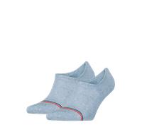 Füßlinge TOMMY HILFIGER "TH UNI TJ FOOTIE 2P ICONIC", Herren, Gr. 35-38, blau (light blau melange), Baumwollmischung, Socken, Mit eingestricktem Flag-Label (66724964-35) light blau melange