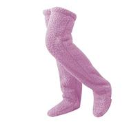 FUFRE Overknees Kuschelsocken Damen, Fuzzy Socks Overknee, Warme Kuschelsocken für Füsse, Plüsch Lange Socken, Hoch Socken, Strümpfe Socks für Frauen Männer über Winter Schlafen Zuhause (Lila)