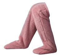 FUFRE Overknees Kuschelsocken Damen, Fuzzy Socks Overknee, Warme Kuschelsocken für Füsse, Plüsch Lange Socken, Hoch Socken, Strümpfe Socks für Frauen Männer über Winter Schlafen Zuhause (Rosa)