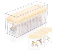 Fuhjythy Schmuckschatulle Aus Acryl, Transparenter Schmuck-Organizer mit 20 Tragbaren, Antioxidativen Reißverschlusstaschen, Schmucketui, Gelb