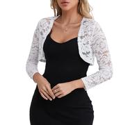 fuinloth Bolero Jacke Damen Festlich Jäckchen für Abendkleid Kurze Festlich Schulterjacke Elegant Hochzeit Bolerojacke, Weiß, XXL, 46-48