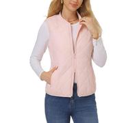 Fuinloth Damen Steppweste Rippkragen Leichte Reißverschluss Gepolsterte Weste, Helles Pink, S