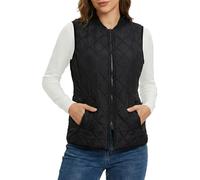 Fuinloth Damen Steppweste Rippkragen Leichte Reißverschluss Gepolsterte Weste, Schwarz, XL