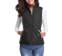 fuinloth Damen Weste, Herbst Leichte Steppweste Westen Ärmellos Jacke Kurz Vest Gilet Schwarz M