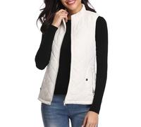 fuinloth Damen Weste, Herbst Leichte Steppweste Westen Ärmellos Jacke Kurz Vest Gilet Weiß S