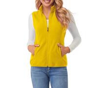 fuinloth Fleece Weste für Damen, Leicht Ärmellose Standkragen mit Reißverschlusstaschen Gelb X-Large