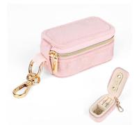 Fukaisu Mini-Schmuckkästchen, 2-In-1-Ringhalter und Schlüsselanhänger-Organizer Ideal als Frauen Kleine Unterteilte Ohrringbox zur Aufbewahrung von Ringen Halsketten Anhängern (Pink)