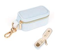 Fukaisu Mini-Schmuckkästchen, 2-In-1-Ringhalter und Schlüsselanhänger-Organizer Ideal als Frauen Kleine Unterteilte Ohrringbox zur Aufbewahrung von Ringen Halsketten Anhängern (Blau)