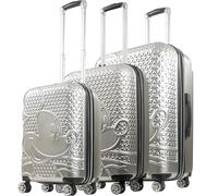FUL Disney Rollgepäck Hartschalenkoffer mit Spinnrollen, Mickey Mouse - Silber, 22/26/30 Inch, Ful Disney Mickey Mouse 3-teiliges Rollgepäck-Set, Hartschalenkoffer mit Spinnrollen