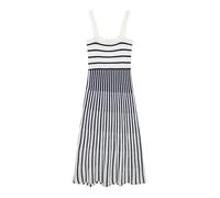 Fulbant Gestreiftes rückenfreies Strick-Midikleid für Damen, Vintage-Träger quadratischer Kragen, ärmelloses Midikleid, gestreift, S