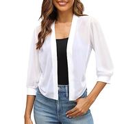 Fulidngzg Bolero Damen Kurzarm: Dünne Festlich Häkel Jacke Weiß Zum Kleid Cardigan Elegante Leichte Kurzarm Strickbolero Hippie Spitze Crop Kurzblazer Strickjacke