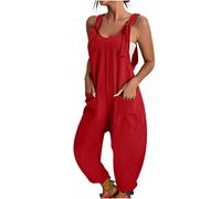 Fulidngzg Jumpsuit Damen Elegant Frühlings Arbeitslatzhose Latzhose Oversize Overall Jumpsuit Baggy Arbeitsoverall Latzkleid Sommer Einteiler Mode Trägerrock Kuschelig Blaumann 2026