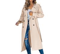 Fulidngzg Mantel Damen Elegant Oversize Leicht Übergangsmantel Übergangsjacke Beige Frühling Trenchcoat Frühlingsmantel Tailliert Vintage Jacke Sommermantel Schwarz Lang Trench Coat Long