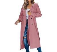 Fulidngzg Mantel Damen Elegant Oversize Leicht Übergangsmantel Übergangsjacke Beige Frühling Trenchcoat Frühlingsmantel Tailliert Vintage Jacke Sommermantel Schwarz Lang Trench Coat Long