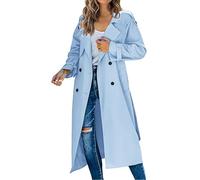 Fulidngzg Mantel Damen Elegant Oversize Leicht Übergangsmantel Übergangsjacke Beige Frühling Trenchcoat Frühlingsmantel Tailliert Vintage Jacke Sommermantel Schwarz Lang Trench Coat Long