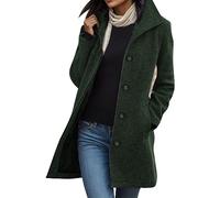 Fulidngzg Mantel Damen Lang, Lang Elegant Trenchcoat Wollmantel Wolle Schwarzer Wintermantel Winterjacke Übergang Übergangsjacke Longblazer A-Linie Dufflecoat Boucle Jacke Übergangsmantel