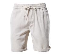 Fulidngzg Weiße Kurze Hose Herren, Cord Slim Fit Leicht Hosen Leinen Jogger Gym Jogginghose Baggy 3/4 Baumwolle Sweatshorts Bermuda Sport Sporthose Sweat Shorts Leinenhose