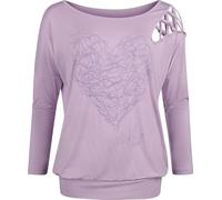 Full Volume by EMP Damen lila Langarmshirt mit großem Frontprint und Cold Shoulder S