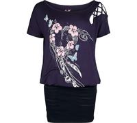 Full Volume by EMP Damen lila-schwarzes kurzes Kleid mit Buntem Motiv XL