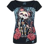 Full Volume by EMP Damen schwarzes T-Shirt mit Katzen-Print 3XL