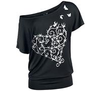 Full Volume by EMP Damen schwarzes T-Shirt mit Stacheldraht-Herz XL