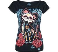 Full Volume by EMP Damen schwarzes T-Shirt mit Katzen-Print L