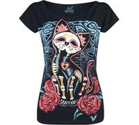 Full Volume by EMP Damen schwarzes T-Shirt mit Katzen-Print M