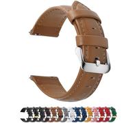 Fullmosa 12 Farben Uhrenarmband,16mm Vintage Lederarmband Ersatzrmbänder für Smartwatch und Universal-Uhr mit Edelstahl Schließe für Herren Damen,16mm Karamellbraun+Silber Schnalle