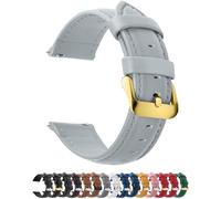 Fullmosa 12 Farben Uhrenarmband,16mm Vintage Lederarmband Ersatzrmbänder für Smartwatch und Universal-Uhr mit Edelstahl Schließe für Herren Damen,16mm Hellgrau+Golden Schnalle