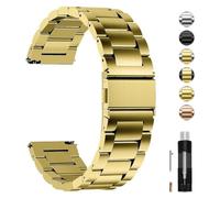 Fullmosa Uhrenarmband 18mm Edelstahl für Traditonale Uhren und Smartwatchs | Gold Metallarmband mit Schnellverschluss für Damen Herren Wechsel Ersatzband，18mm
