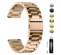 Fullmosa Uhrenarmband 18mm Edelstahl für Traditonale Uhren und Smartwatchs | Rosegold Metallarmband mit Schnellverschluss für Damen Herren Wechsel Ersatzband，18mm