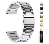 Fullmosa Uhrenarmband 22mm Edelstahl für Traditonale Uhren und Smartwatchs | Silber Metallarmband mit Schnellverschluss für Damen Herren Wechsel Ersatzband，22mm