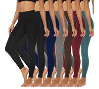 FULLSOFT Leggings für Damen, hohe Taille, Bauchkontrolle, Workout, Yoga, Laufen, 7er-Pack, 02-2 Schwarz/Grau/Marineblau/Wein/Kaffee/Dunkelgrün, S/M