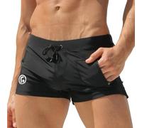 FULUJIDI Badehose Boardshorts Schwimmhose Bademode Sexy Männer Sport Strand Badehose Nylon Schnell Trocken Atmungsaktiv Badeanzug Mode Herren Surfbrett Shorts XL Vertikal Zipper Black